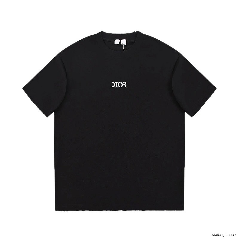 Minimalist Black Short-sleeve T-shirt with Dior Lettering