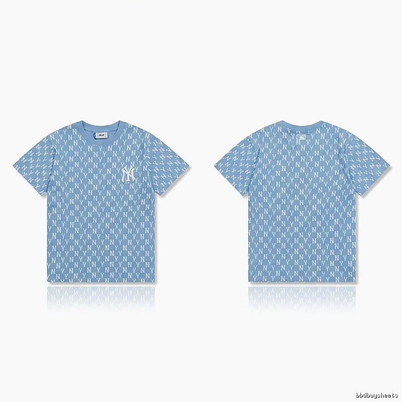 MLB full - print style light blue T - shirt