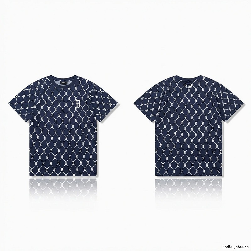 MLB full - printed style navy blue T - shirt