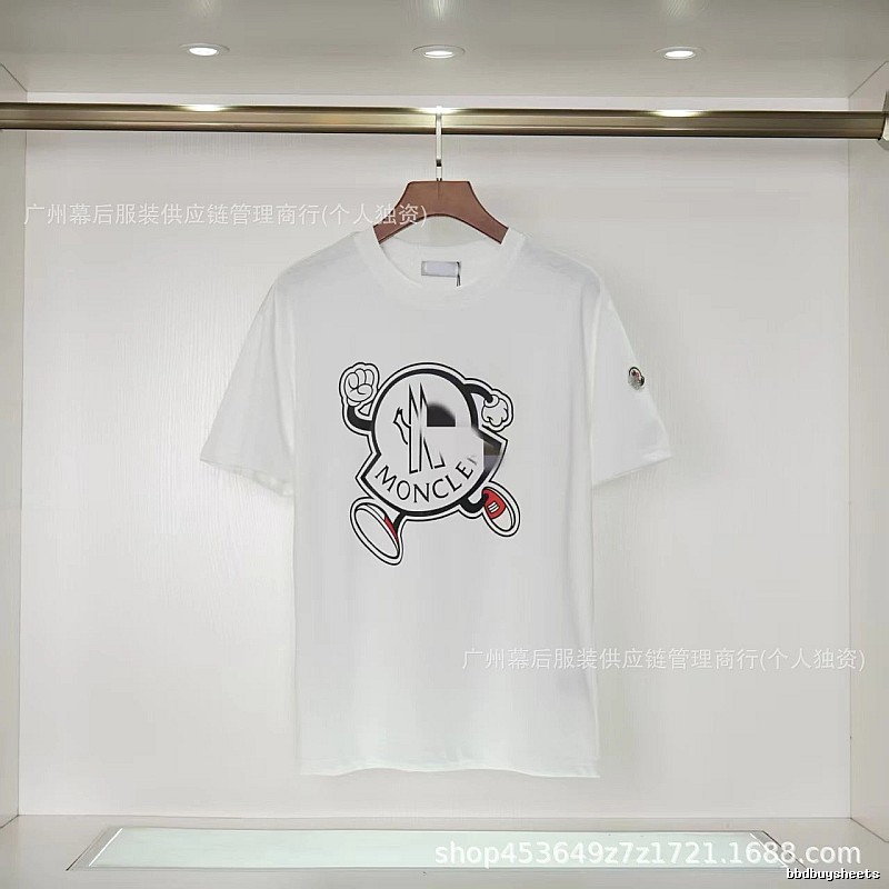 Moncler Cartoon Print Casual Style White T-Shirt