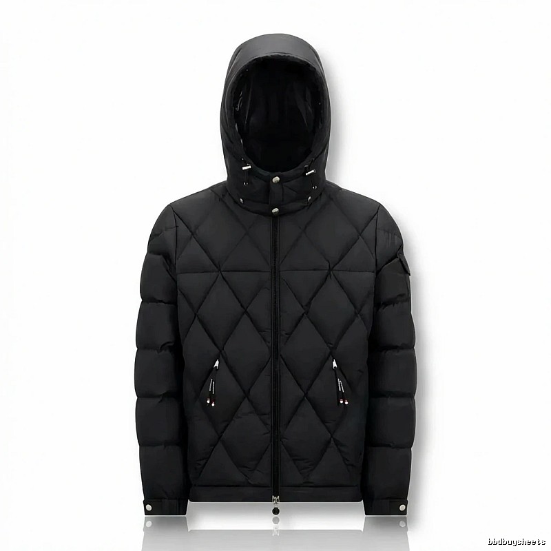 Moncler diamond-check trendy and cool style black down jacket