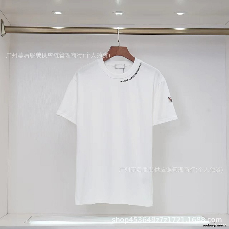 Moncler Embroidered Casual Style White Short-sleeve T-shirt