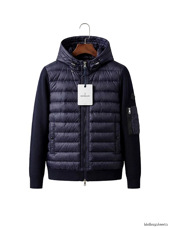 Moncler hooded fashionable purple down jacket