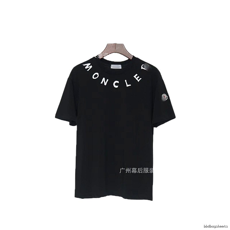 Moncler Letter Print Casual Style Black T-Shirt