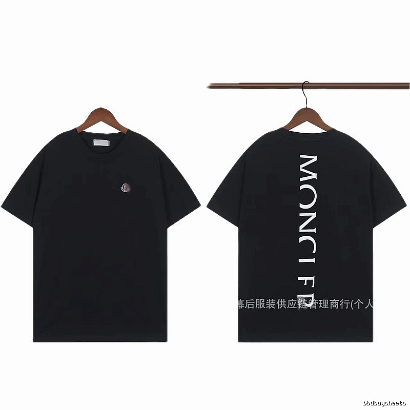 Moncler Letter Print Casual Style Black T-Shirt