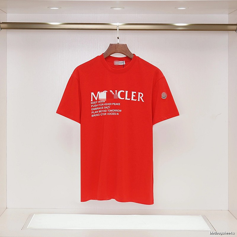 Moncler Letter Print Casual Style Red T-Shirt