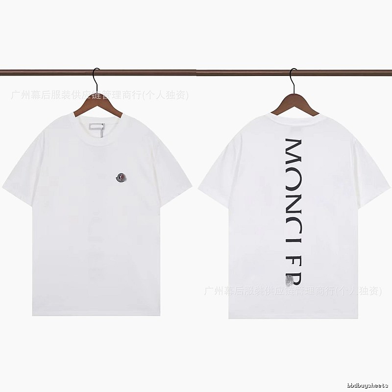 Moncler Letter Print Trendy Style White T-Shirt