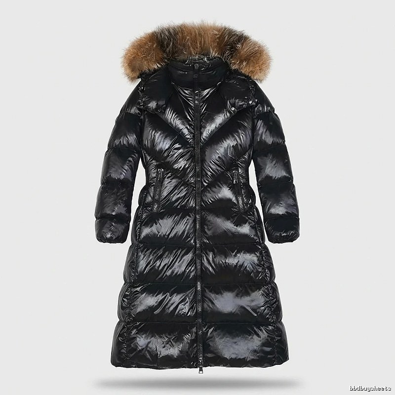 Moncler long stylish black down jacket