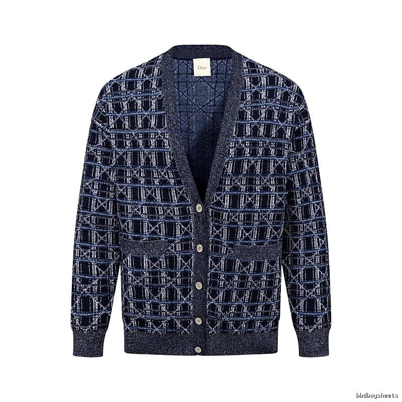 Navy Dior Button-front Cardigan for Layered Winter Looks