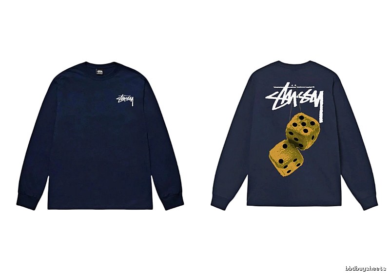 Navy long-sleeved shirt with Stussy dice print