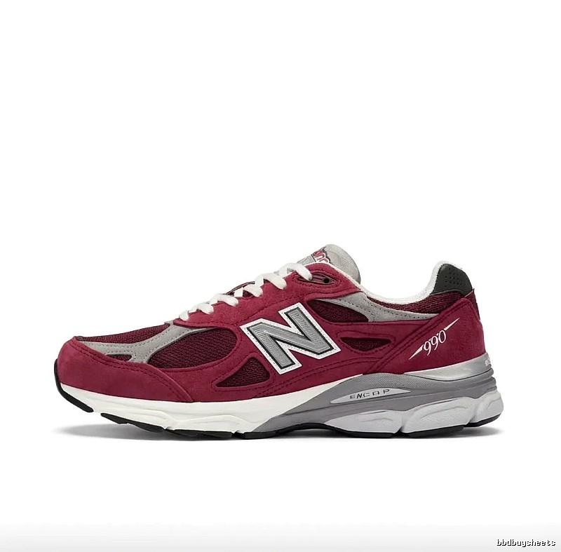 New Balance 990 series retro style burgundy sports shoes