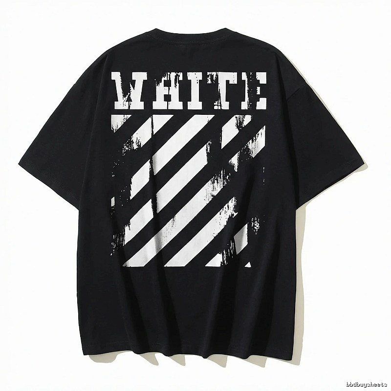 Off-White striped-style black T-shirt
