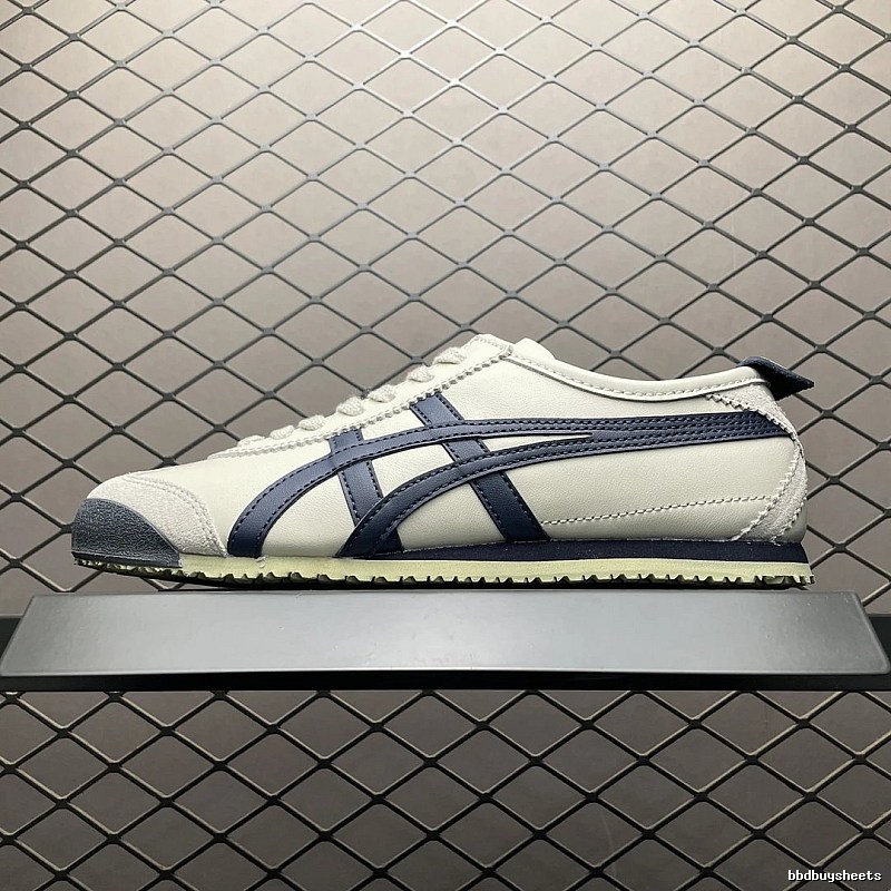 Onitsuka Tiger Low-Top Sneakers, White and Navy and Retro Court Shape