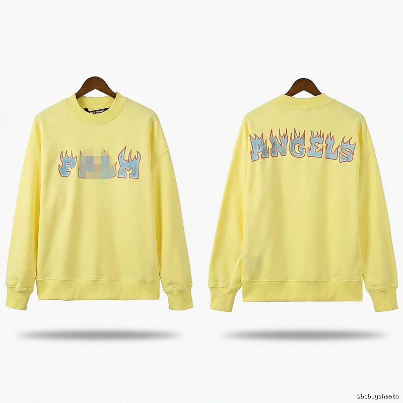 Palm Angels Flame Trendy Brand Yellow Sweatshirt