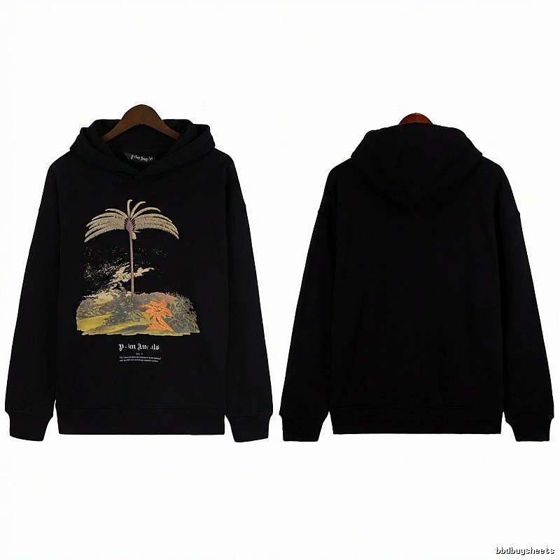 Palm Angels Palm Print Style Black Sweatshirt