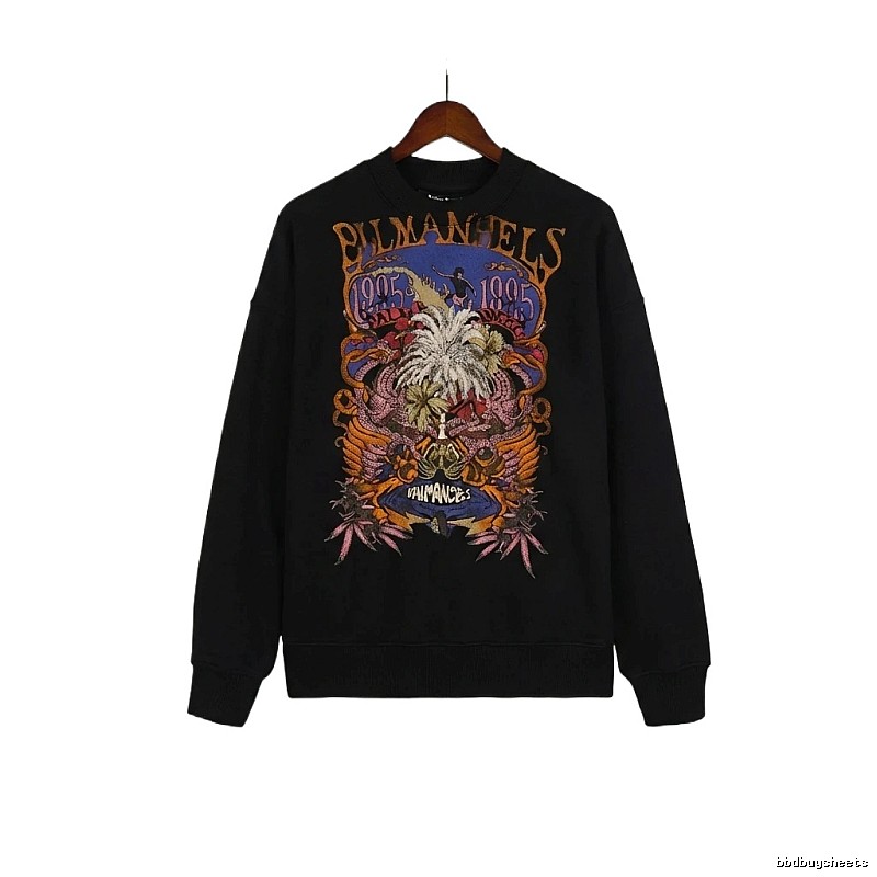 Palm Angels Printed Trendy and Cool Black Sweatshirt