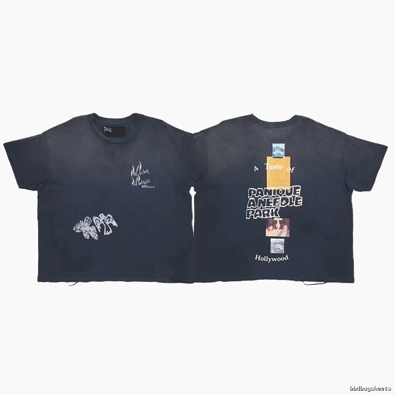 Paly Hollywood Print Vintage Style Navy Blue T-shirt