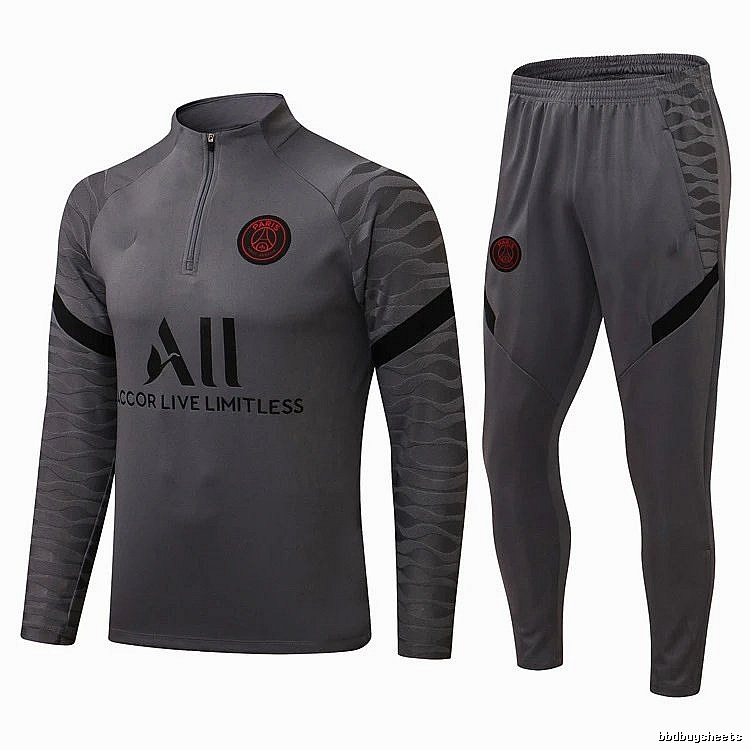Paris Saint-Germain 2021-22 Gray Training Tracksuit Set Commuter Look
