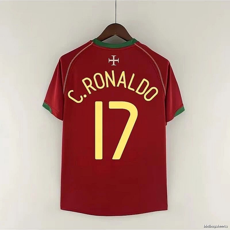 Portugal Classic Ronaldo #17 soccer jersey Red Portugal Football for Daily Styling