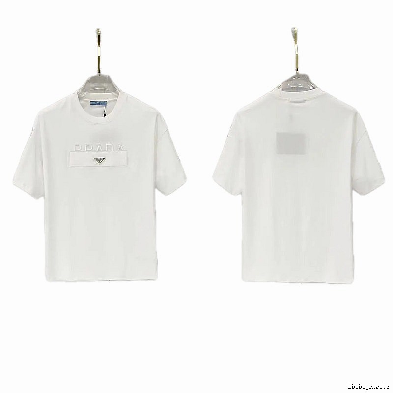 Prada Classic Triangle Logo Minimalist Style White T-Shirt