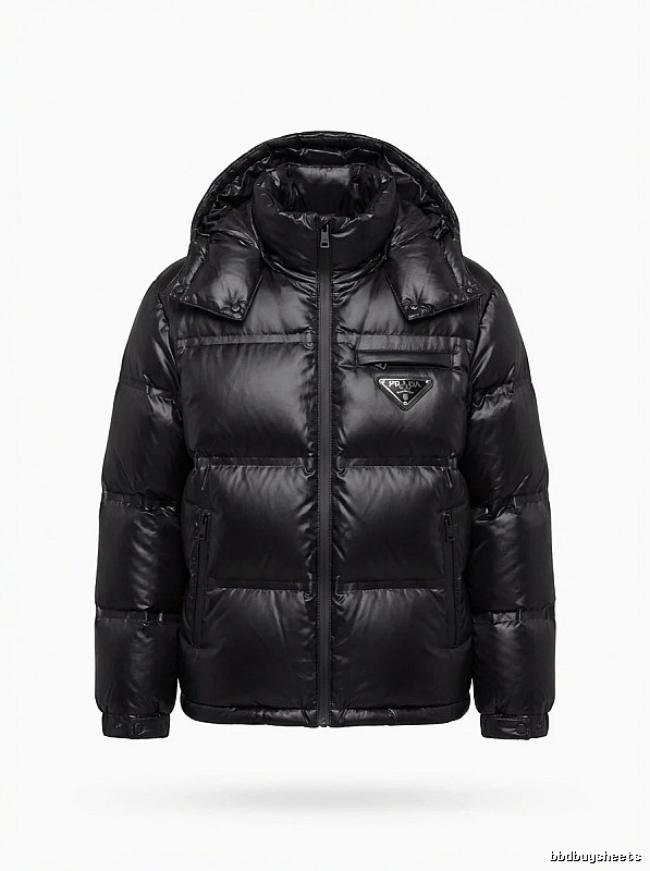 Prada triangle logo black down jacket