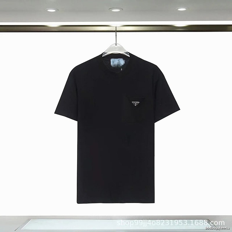 Prada Triangle Logo Minimalist Style Black Short-sleeve T-shirt