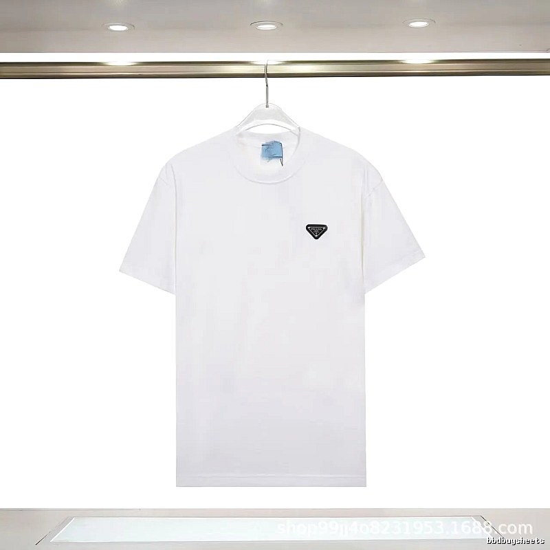 Prada Triangle Logo Minimalist Style White Short-sleeve T-shirt