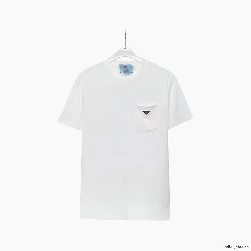 Prada Triangle Logo Minimalist Style White Short-sleeve T-shirt
