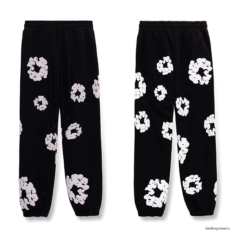 Printed casual black pants with DENIM TEARS style