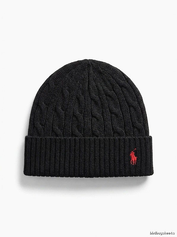Ralph Lauren Polo Black Trendy Brand Knitted Hat