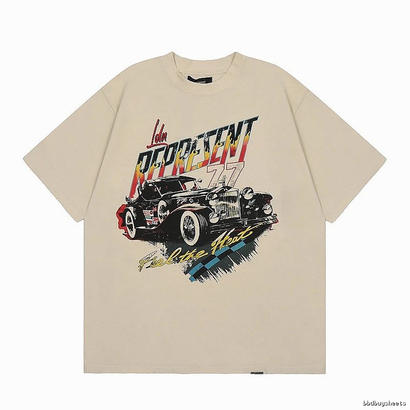 Represent Vintage Classic Car Printed Beige Short-sleeve T-shirt