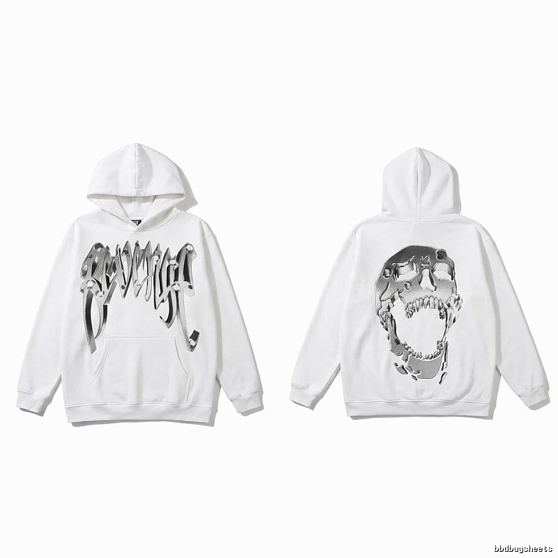 Revenge Skull Trendy Cool White Hoodie
