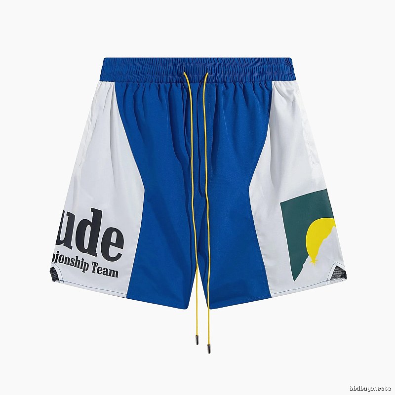 RHUDE Blue and White Color - Blocked Casual Shorts