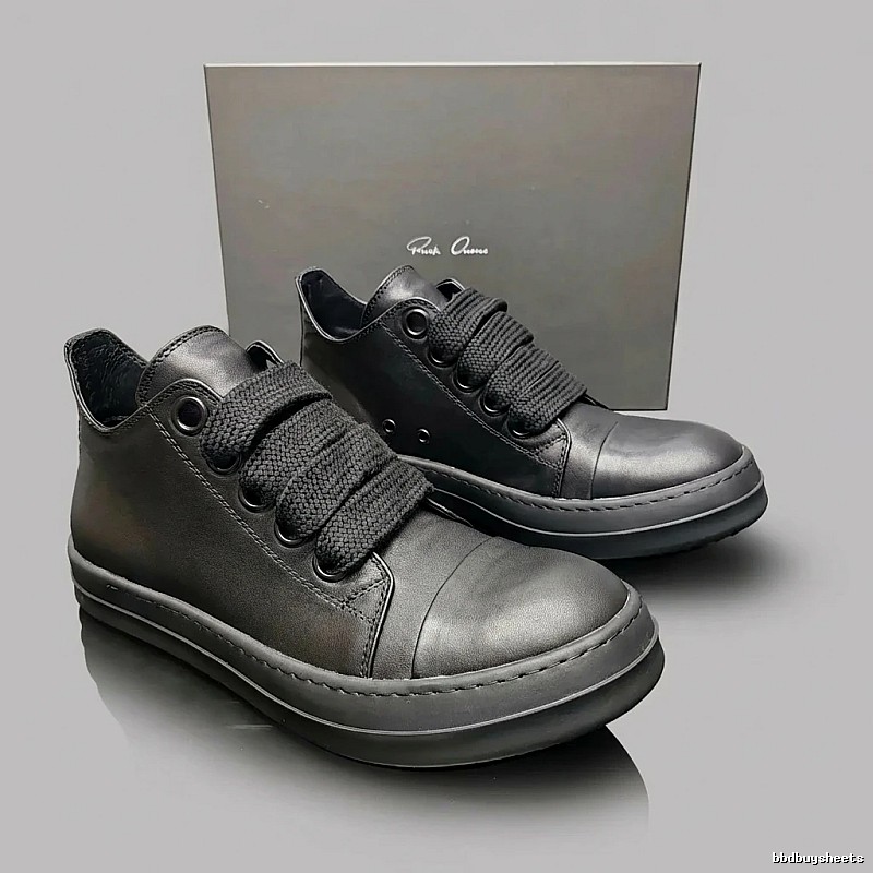 Rick Owens dark - style high - top black shoes