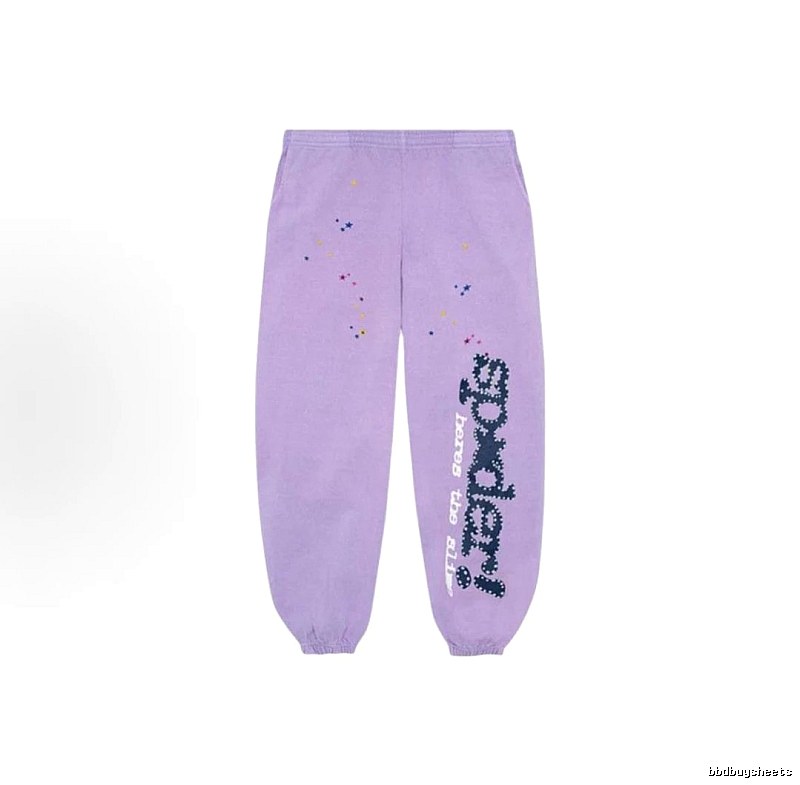 Sp5der Casual Logo Sweatpants - large vertical wordmark and cuffed silhouette