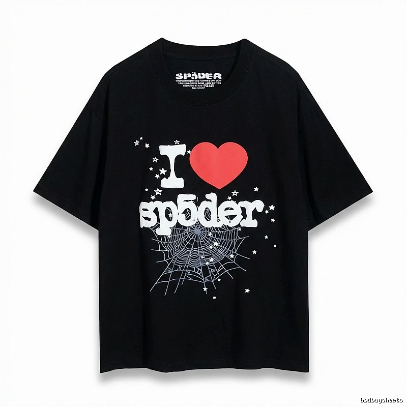 Sp5der Heart Print Black T-shirt