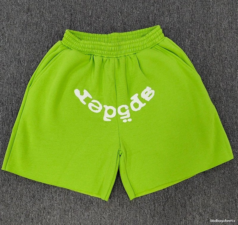 Sp5der Printed Street Style Neon Green Shorts