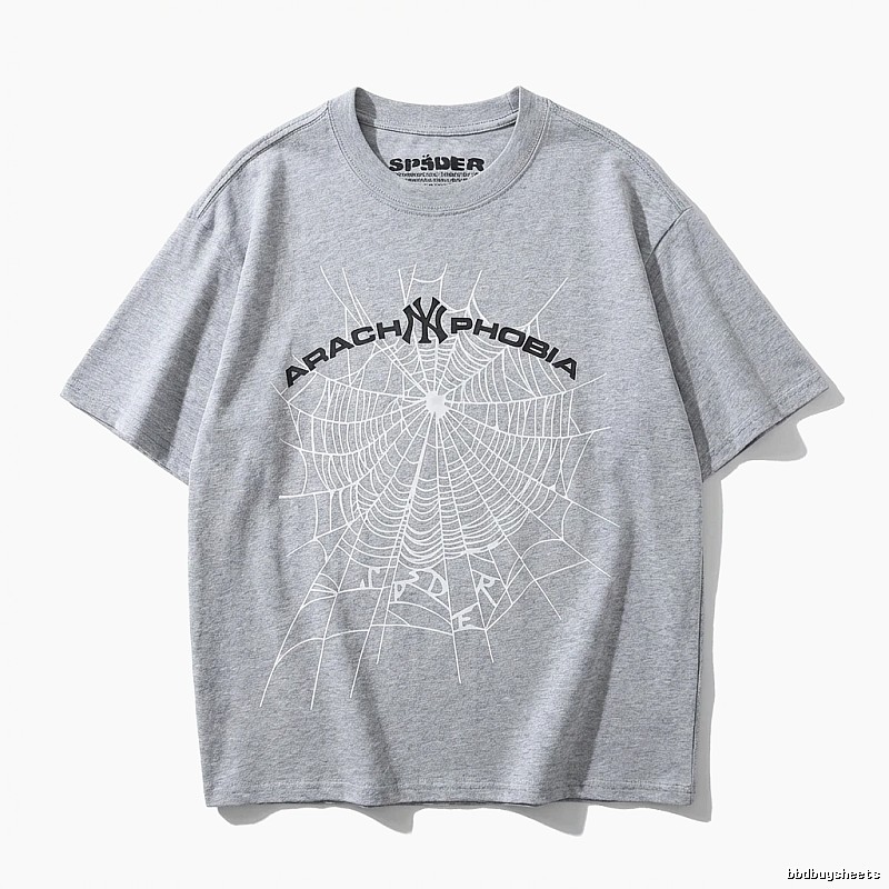 Sp5der Spider Web Trendy Grey T-shirt