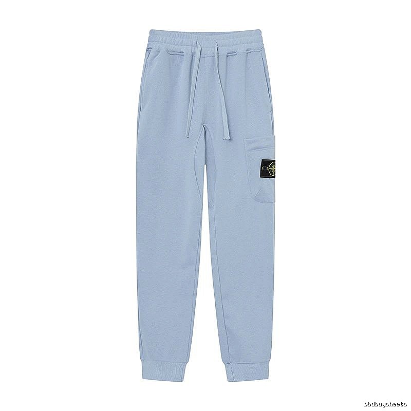 Stone Island Compass Badge Street Style Light Blue Cuffed Jogger Sweatpants
