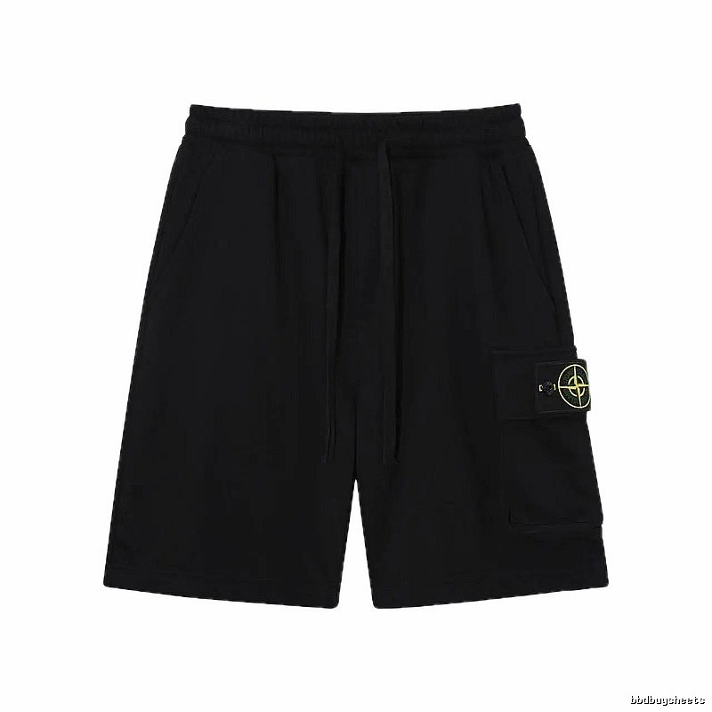 Stone Island Compass Logo Workwear Style Black Shorts