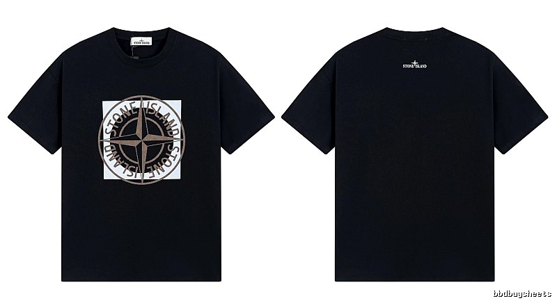 Stone Island Compass Print Street Style Black T-Shirt