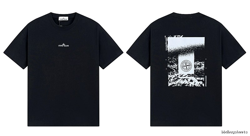 Stone Island Printed Functional Style Black Short Sleeve T-Shirt
