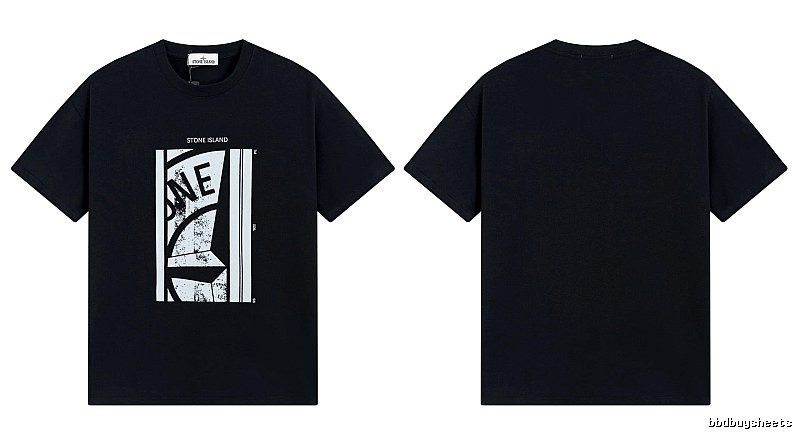 Stone Island Printed Street Style Black T-shirt