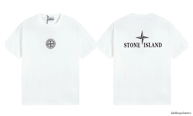 Stone Island Printed Street Style White Short Sleeve T-shirt