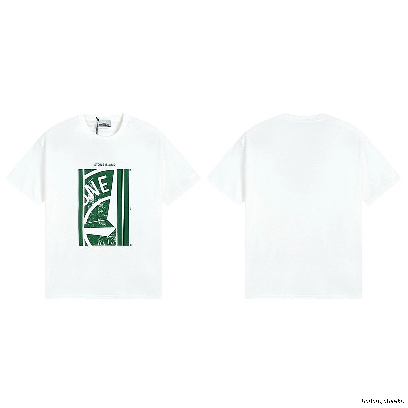 Stone Island Printed Street Style White Short Sleeve T-Shirt