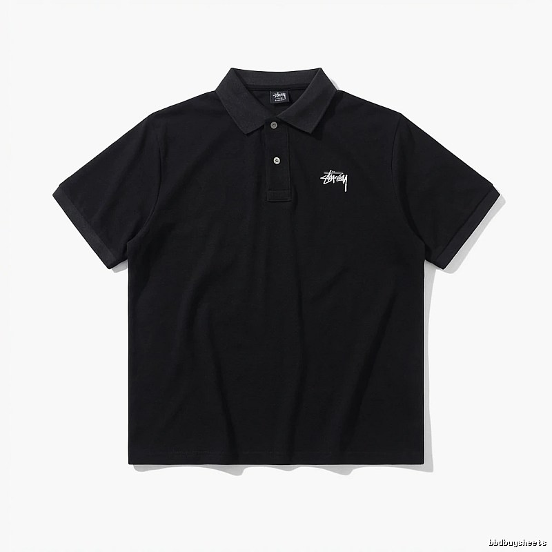 Stussy basic simple style black Polo shirt