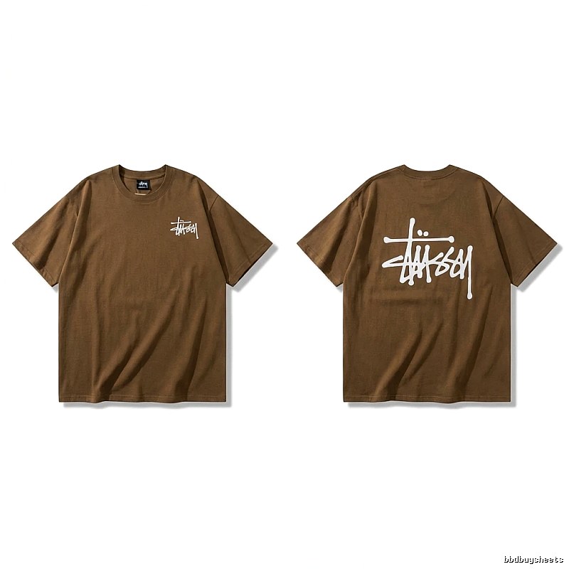 Stussy basic simple style coffee-colored T-shirt