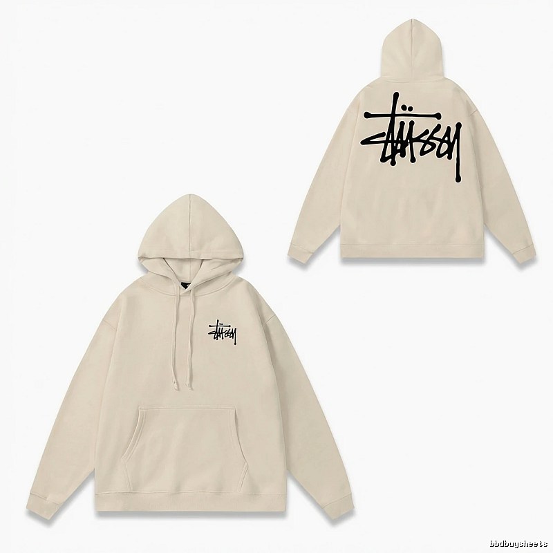 Stussy basic style minimalist beige hoodie
