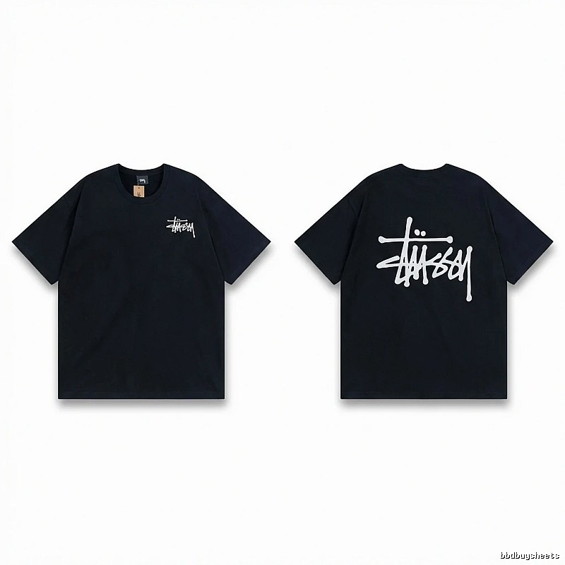 Stussy basic style simple black T-shirt