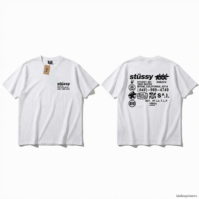 Stussy basic style, simple style, white T-shirt